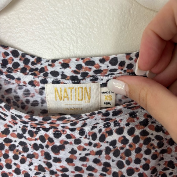 Nation LTD Loren Printed Balloon Sleeve Top In Spotted Print Women’s Size XS - Picture 5 of 8